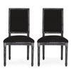 French Country Style Dining Chair Set With Upholstered Seating And Fluted Legs - Black