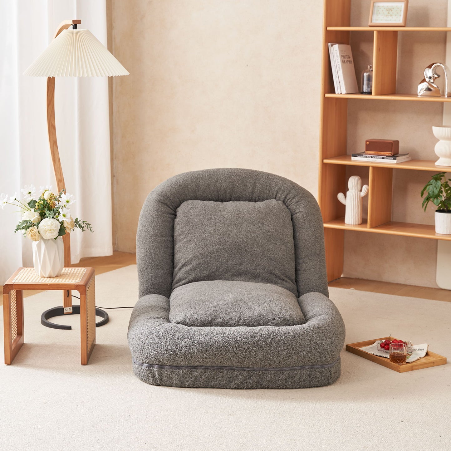 Triple Fold Down Metal Gray Sofa - Gray