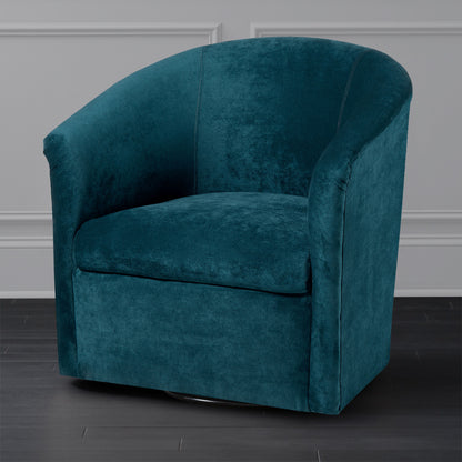 Eden - Swivel Chair With Plush Microfiber Upholstery - Blue