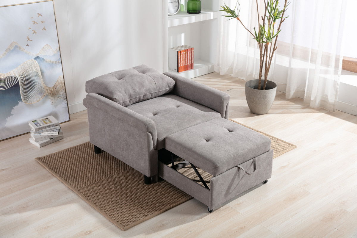 Hannah - Woven Convertible Armchair - Gray