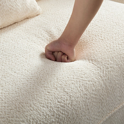 Sectional Sofa, Durable Fabric, Solid Wood Frame, High Density Sponge Filler - White