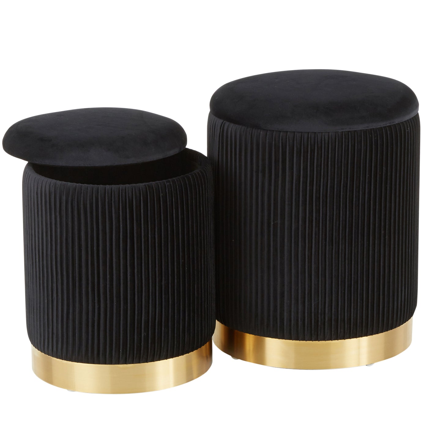 Marla - Contemporary Nesting Pleated Ottoman Set - Gold / Black