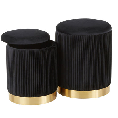 Marla - Contemporary Nesting Pleated Ottoman Set - Gold / Black