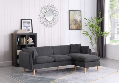 Brayden - Fabric Sectional Sofa Chaise - Dark Gray