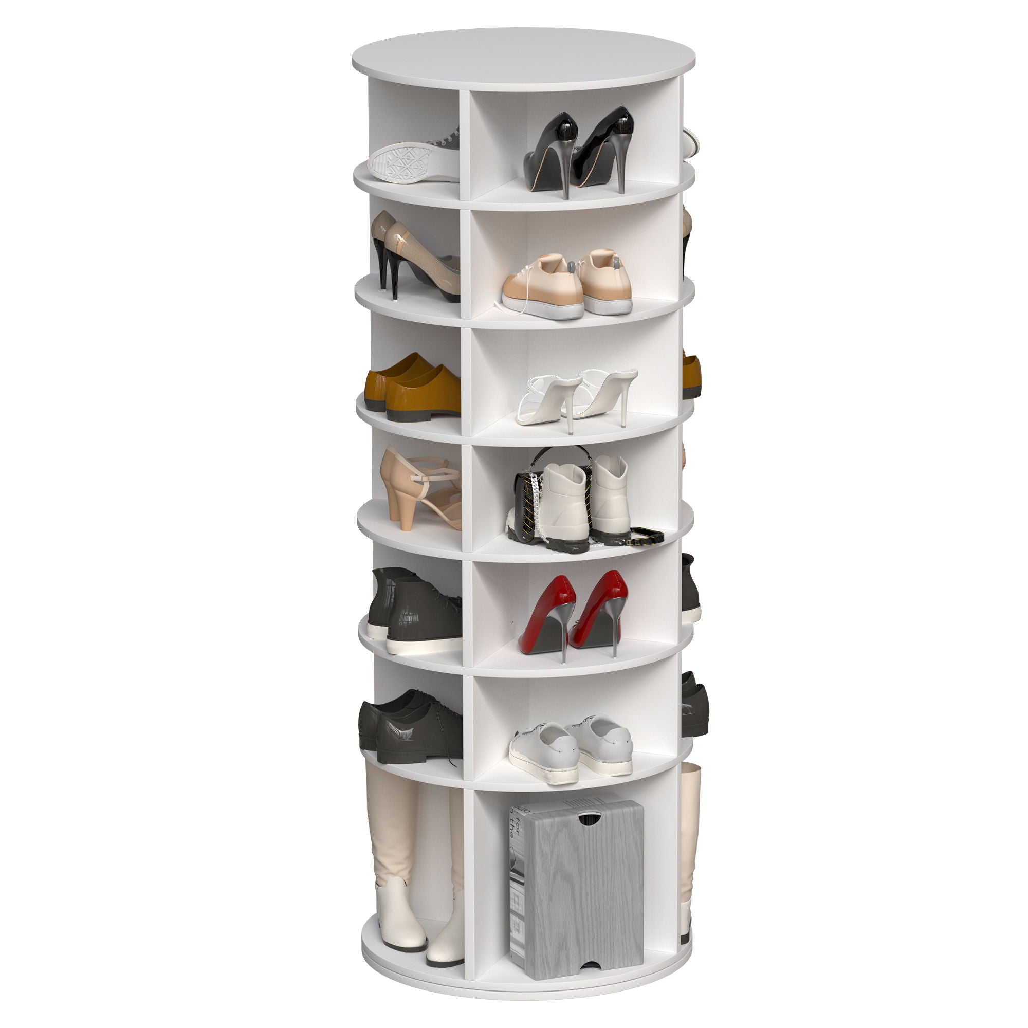 6 Tier Spinning Shoe Rack, Free Standing, 360ÔøΩÔøΩ Revolving Shoe Organizer - White