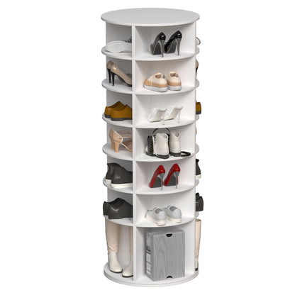 6 Tier Spinning Shoe Rack, Free Standing, 360ÔøΩÔøΩ Revolving Shoe Organizer - White