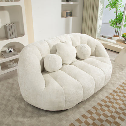 High Back Bean Bag Sofa Couch For Adults And Kids, Comfortable Lounger, Indoor & Outdoor Use - White