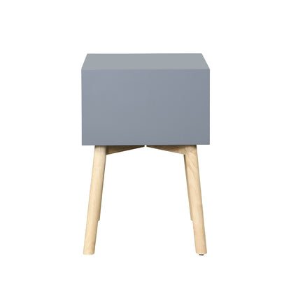 Side Table With 2 Drawer, Mid-Century Modern Storage Cabinet For Bedroom - Gray