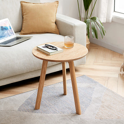Round Small End Table, Side Table For Bedroom & Balcony - Natural