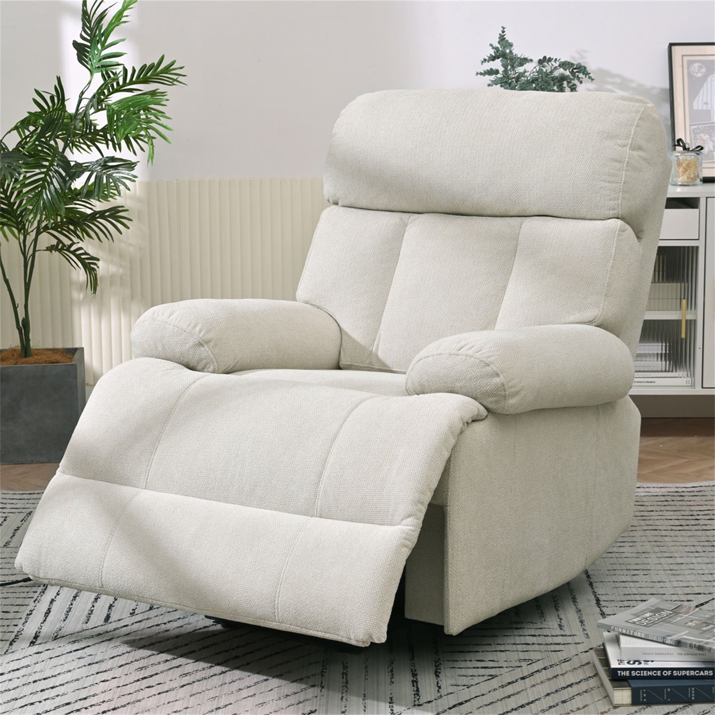 Oversized Power Lift Recliner Chair - Electric Fabric Reclining Sofa Chair With Remote Control, Side Pocket, And Spacious Seat For Home Theater - Light Gray