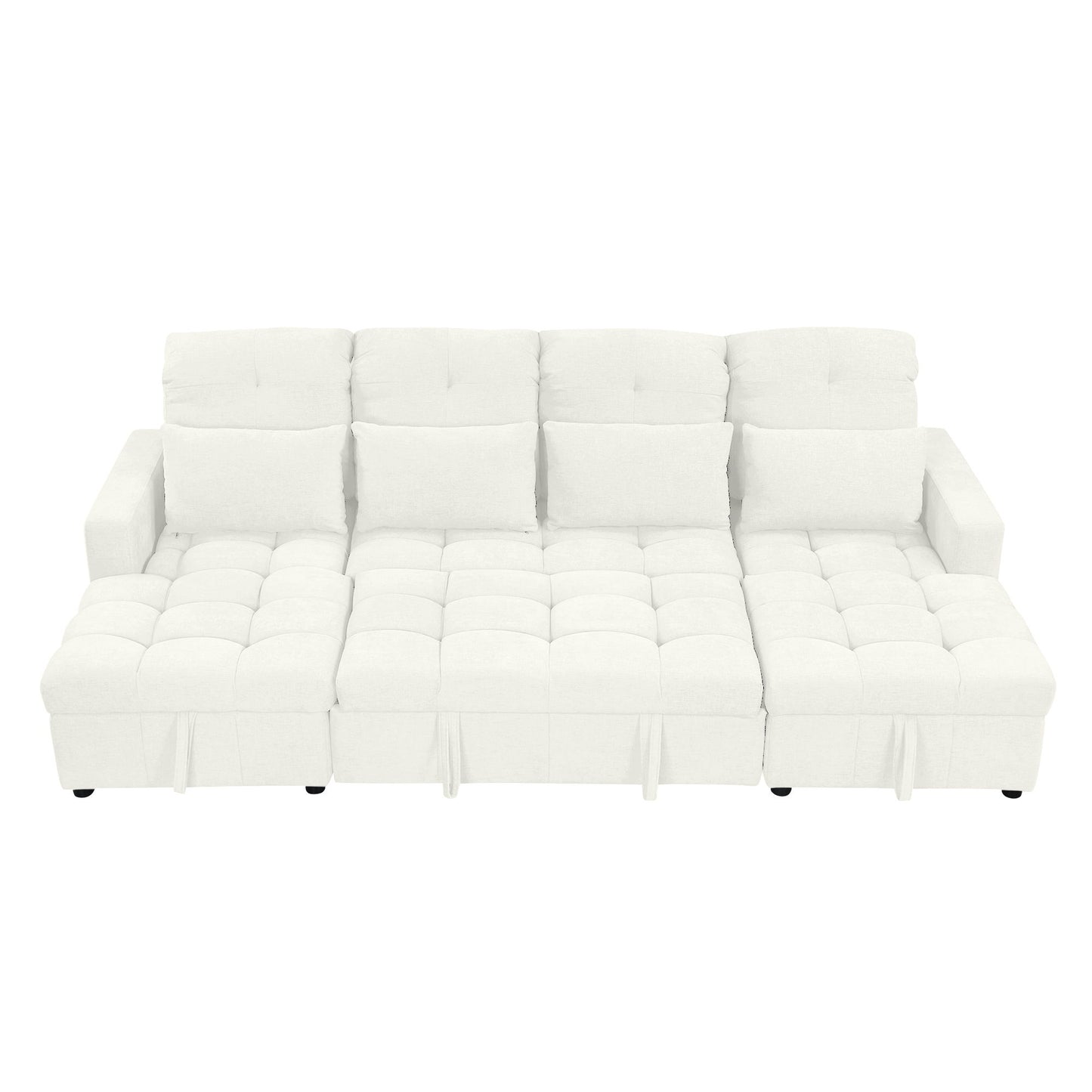 Oversized U - Shaped Sofa Versatile Sectional Sofa Pull Out Sofa Bed With Double Storage Chaise Lounges And 2 USB Ports For Living Room - Beige
