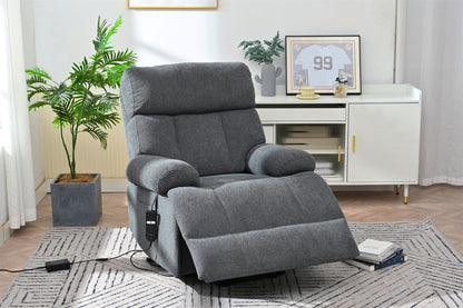 Oversized Power Lift Recliner Chair, Electric Fabric Recliner Chair, Home Theater Seating, Reclining Sofa Chair With Remote Control, Side Pocket, Spacious Seat - Dark Gray