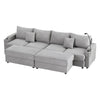 Modern Style 4 - Seater Sofa Sectional Sofa Couch With Storage Space, Two Movable Ottomans, Two USB Ports, Two Cup Holders, A Phone Holder For Living Room - Gray