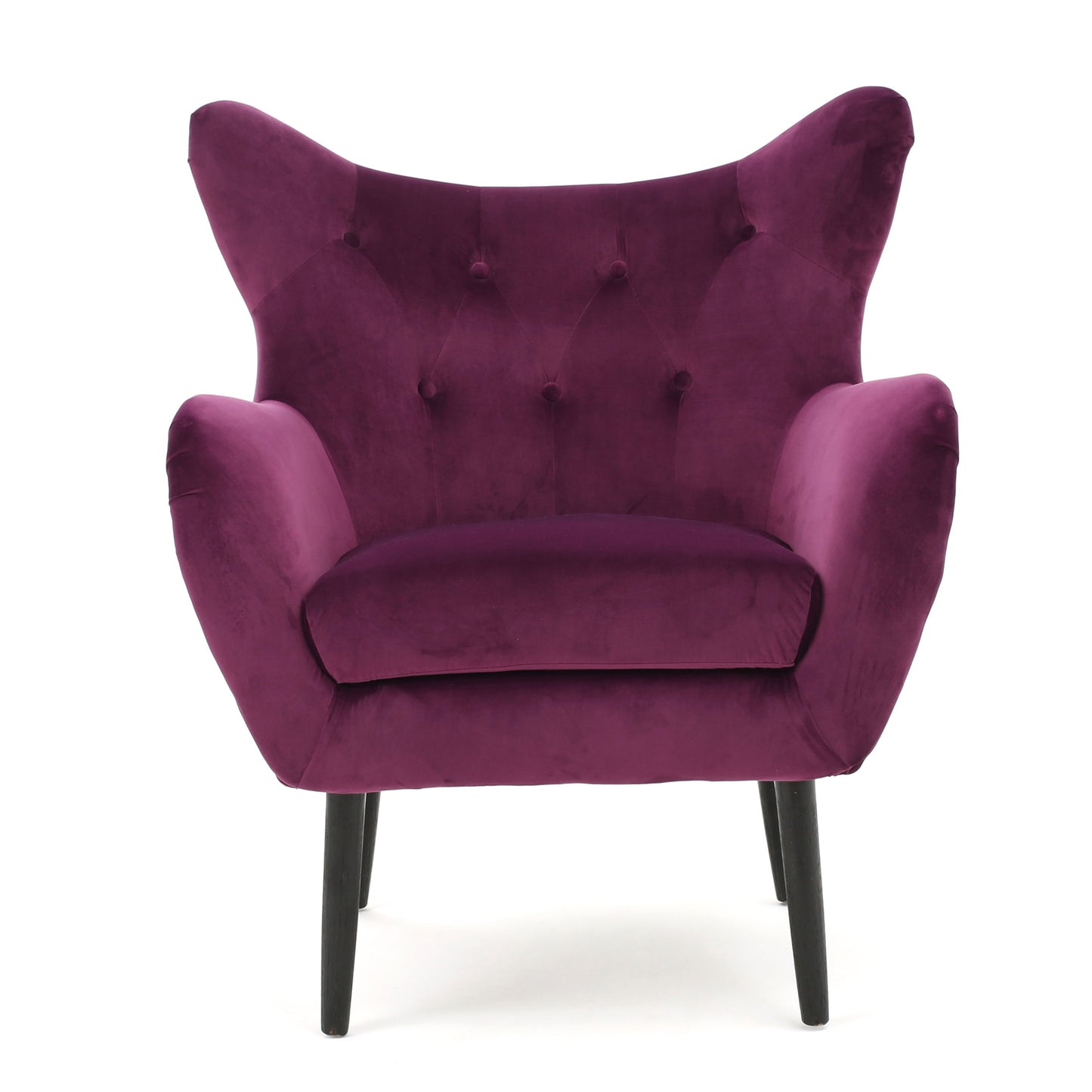 Alyssa - Velvet Arm Chair With Wingback Design - Fuchsia