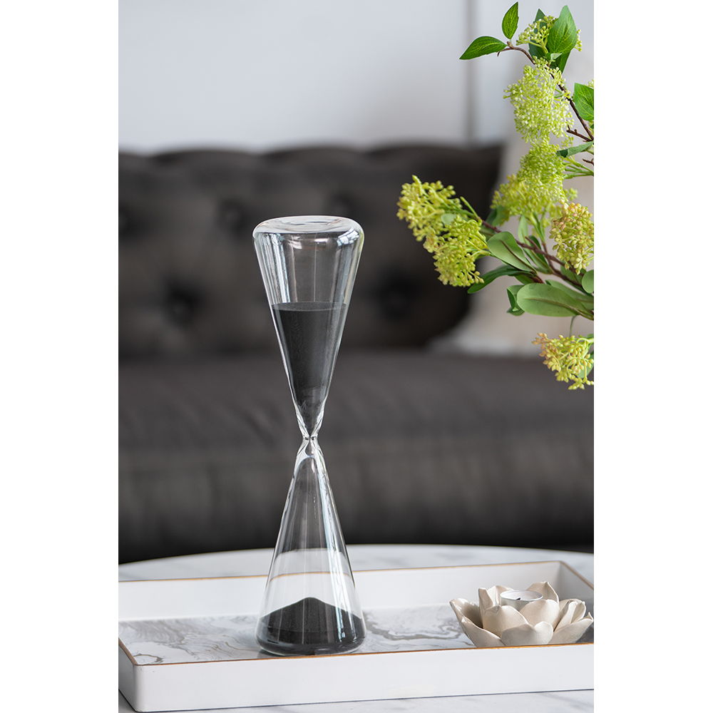 Triangular Shape Hourglass, 90 Minutes, Sand - Black