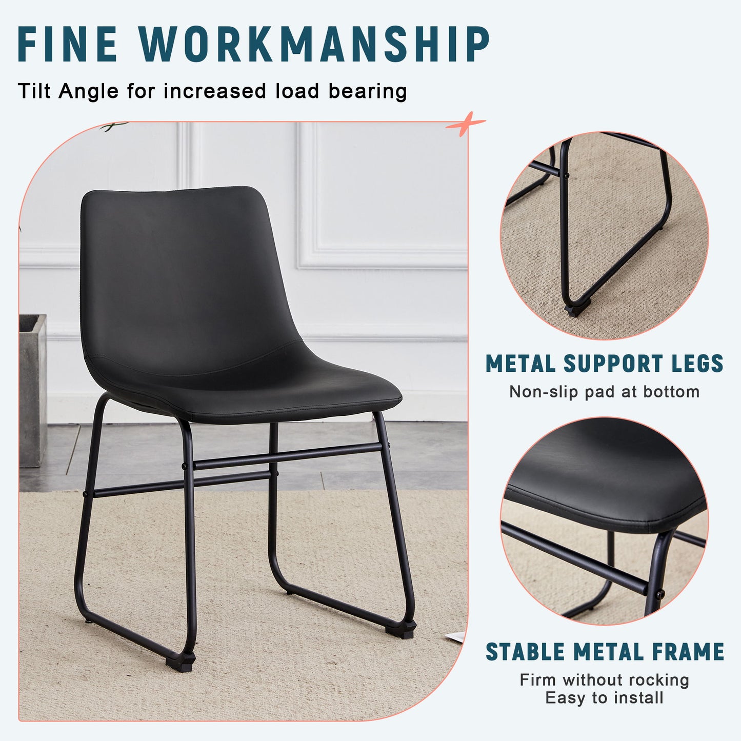 (Set of 4) Classic Chairs, A Stylish Seat Suitable For Modern Minimalist And Industrial Style Environments - Black