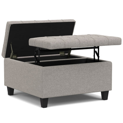 Harrison - Multifunctional Small Square Coffee Table Storage Ottoman - Gray
