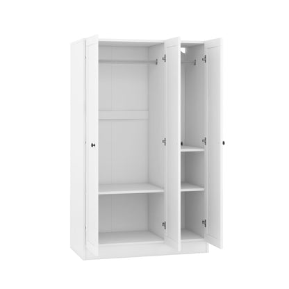 3 Door Shutter Wardrobe With Shelves - White