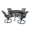 Aluminum 5 Piece Round Dining Set With 4 Swivel Rockers - Light Blue