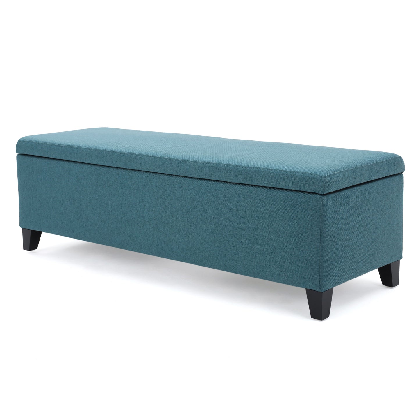 Storage Ottoman Bench With Polyester Upholstery And Wood Frame - Teal