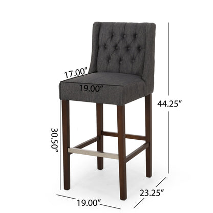 Solstara - Upholstered Fabric Dining Barstool With Button Tufted And Wing Back - Charcoal