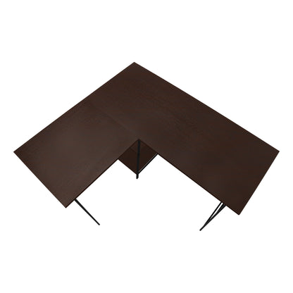 Computer Desk, Home Office, Corner, Storage Shelves, L-Shape, Work, Laptop, Contemporary, Modern - Espresso