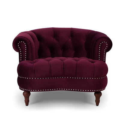 La Rosa - Victorian Tufted Upholstered Accent Chair - Burgundy