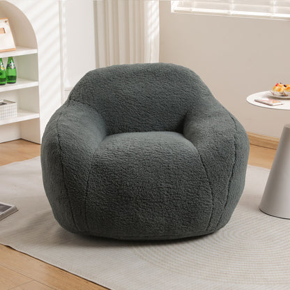 Giant Bean Bag Chair For Adults, Spacious Memory Foam Bean Bag Sofa With Armrests Teddy Fabric, Comfy Seating For Living Room Or Bedroom - Light Grayish Green