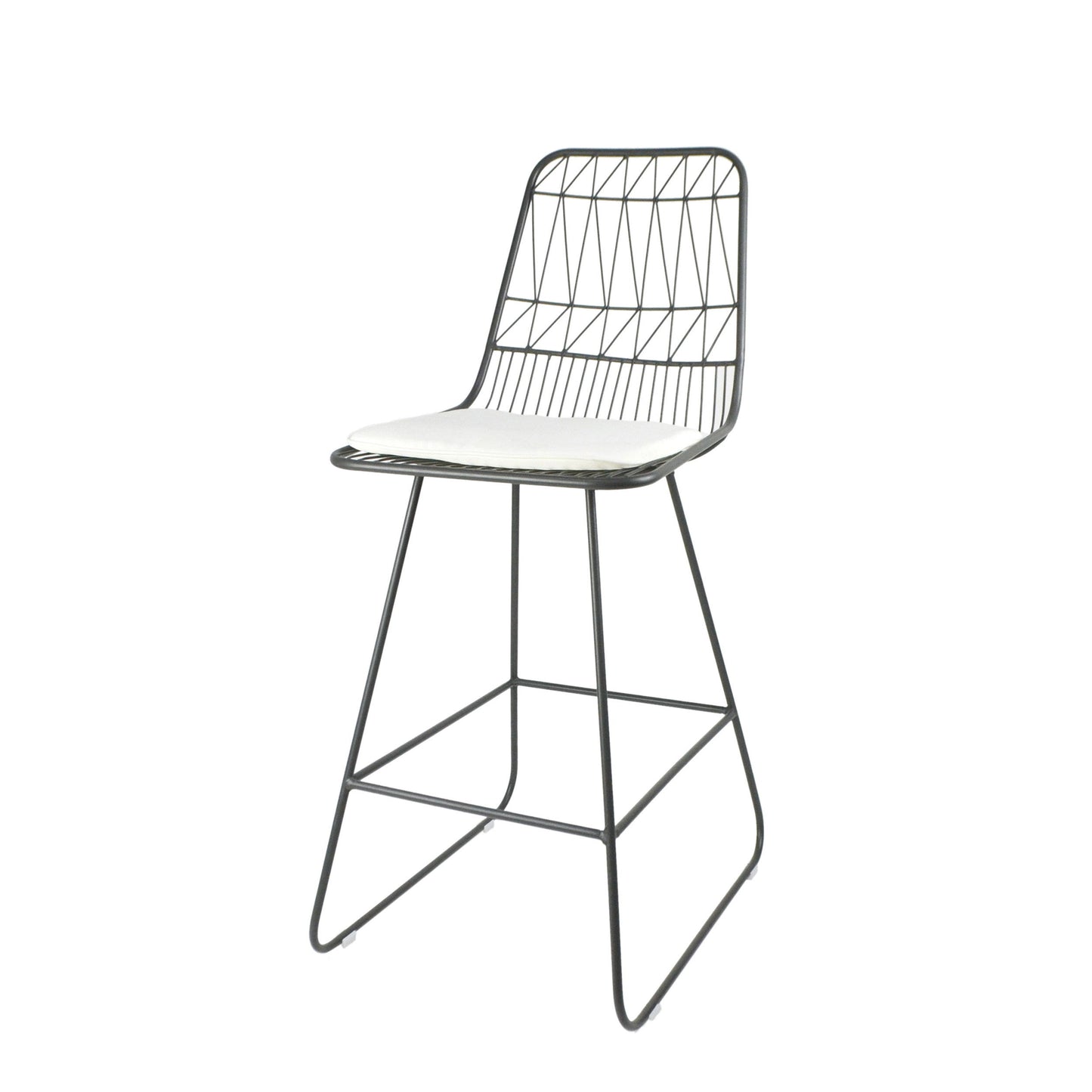 Yearning - Iron Counter Stool With Water Resistant Cushion - Gray / Ivory