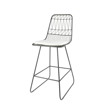 Yearning - Iron Counter Stool With Water Resistant Cushion - Gray / Ivory