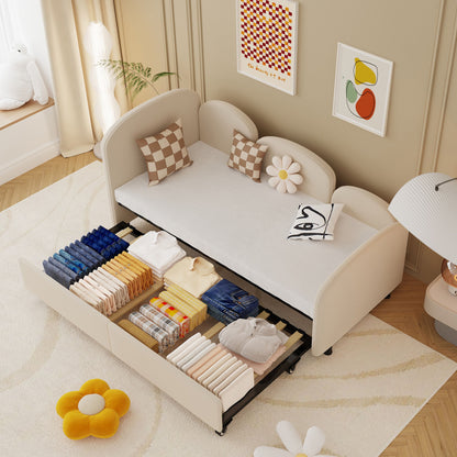 Modern Upholstered Daybed With Twin Size Bed Frames And Storage - Beige