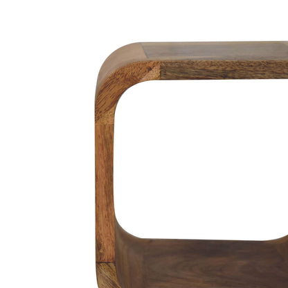 Extra Mini Minimalist Open Curved Bedside Table - Oak