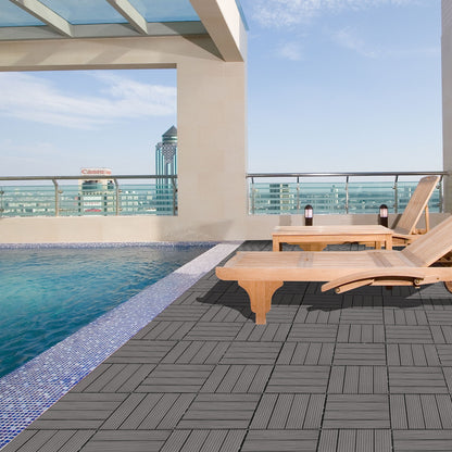 Wood Plastic Composite Deck Tiles (Set of 20), Sustainable Composite Decking Resist Rust, Water, Weather, Easy To Diy & Maintain, Ideal For Patios, Balconies, Rooftops - Light Gray