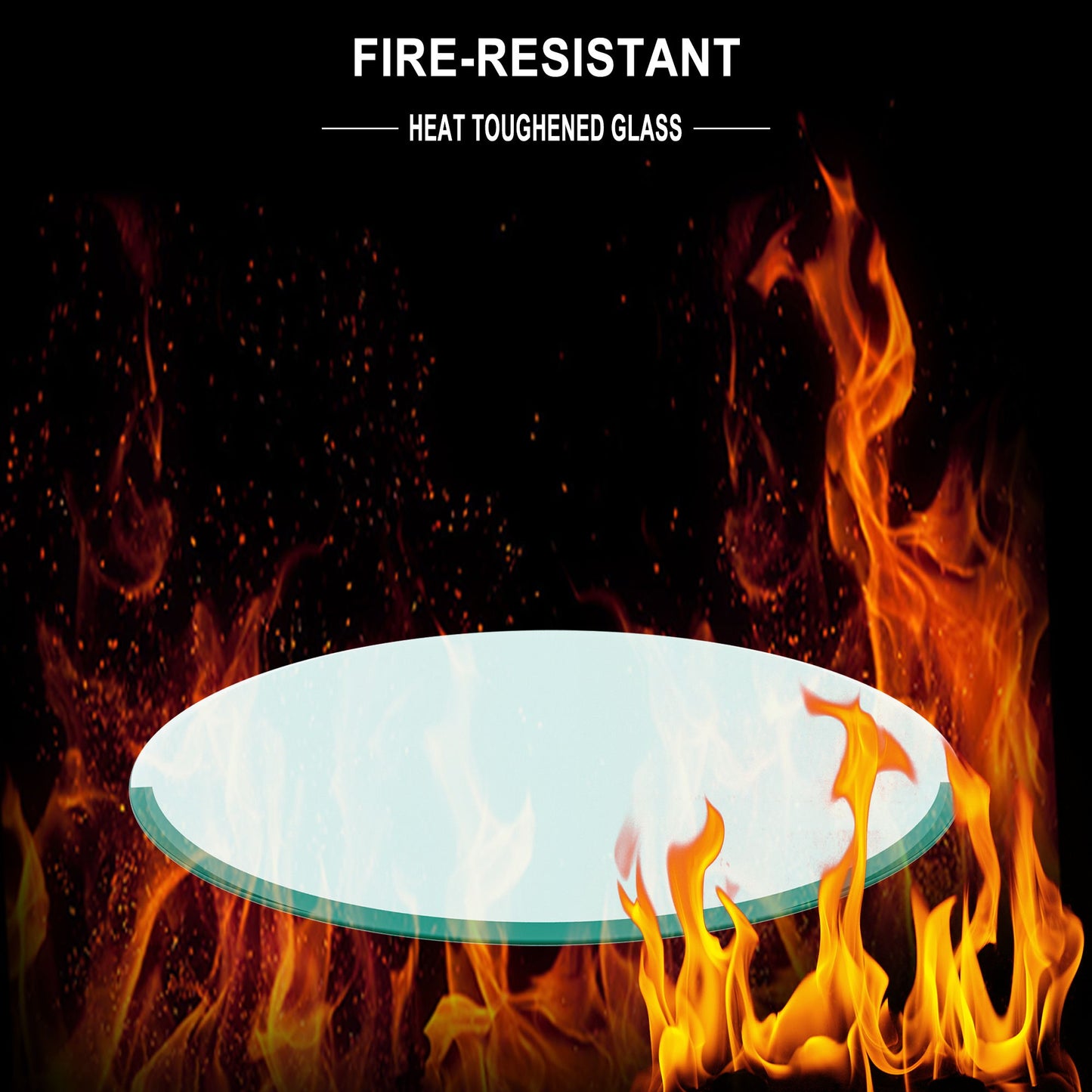 36" Round Tempered Glass Table Top Clear Glass 1 / 2" Thick Beveled Polished Edge - Transparent