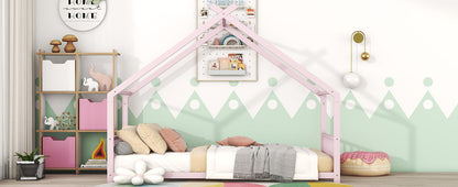 Twin Size House Bed - Pink