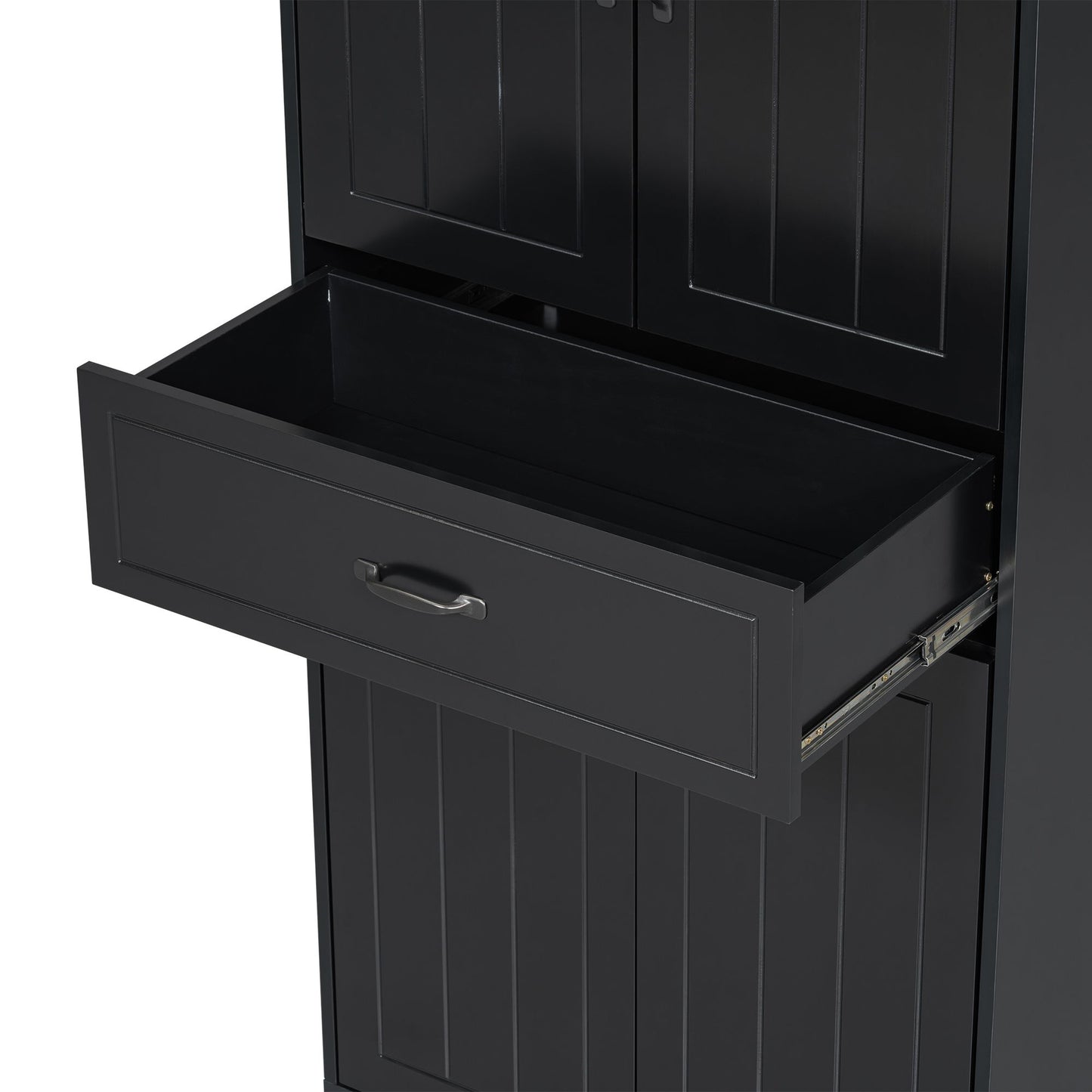 Stylish Bathroom Storage Cabinet With 2 Laundry Baskets And Drawer - Black