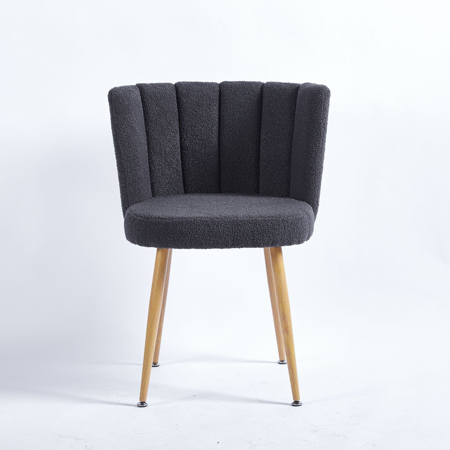 Modern Dining Chair (Set of 2) With Iron Tube Wood Color Legs, Shorthair Cushions And Comfortable Backrest, Suitable For Dining Room, Living Room, Cafe, Simple Structure - Gray