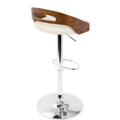 Cassis - Mid-Century Modern Adjustable Barstool With Swivel - Walnut / Cream