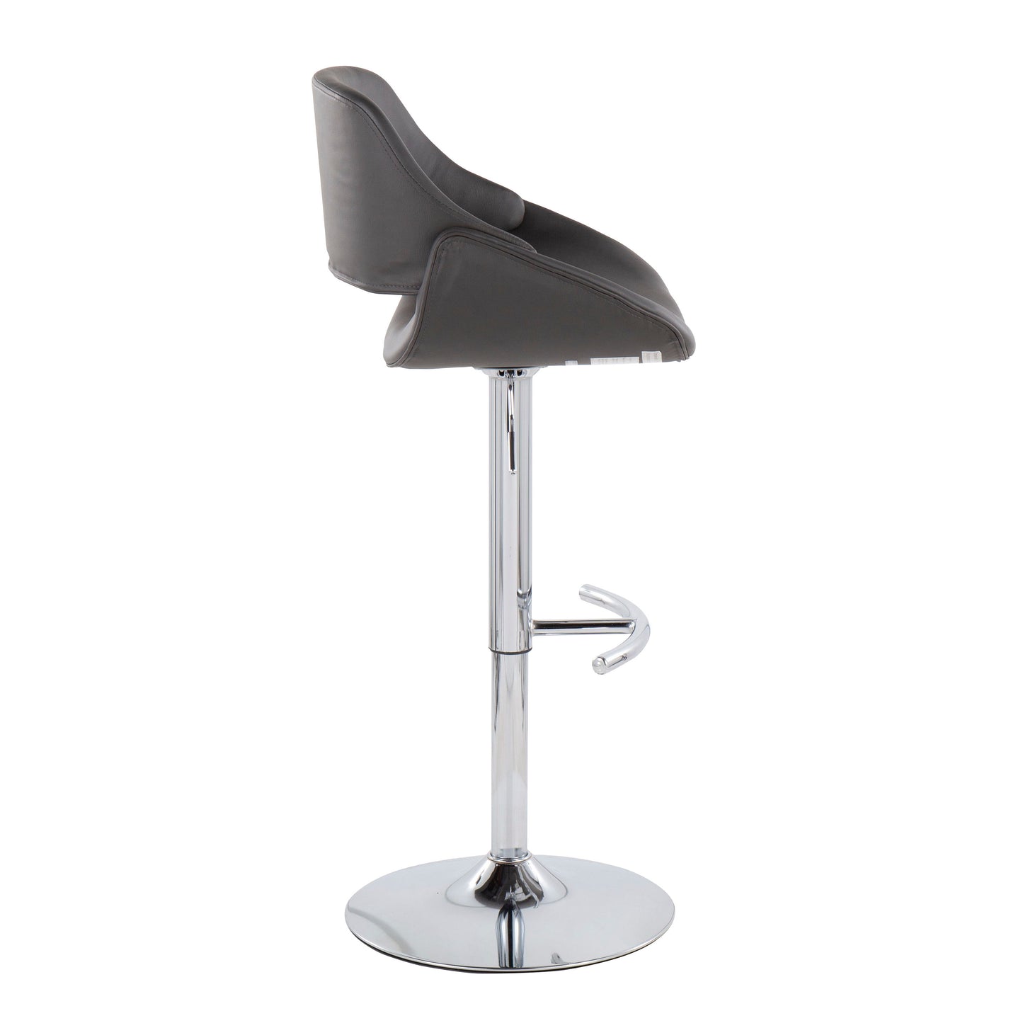 Fabrico - Contemporary Adjustable Bar Stool With Rounded T Footrest (Set of 2) - Chrome / Gray
