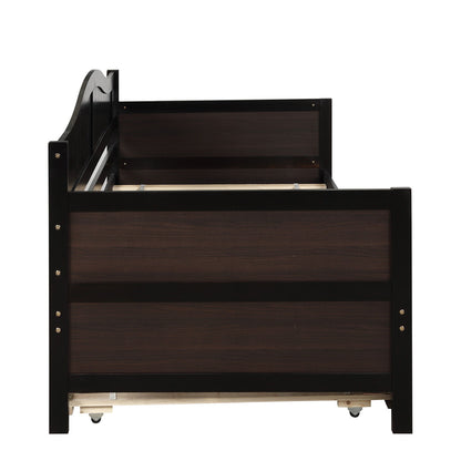 Twin Daybed With Trundle , Sofa Bed For Bedroom Living Room - Espresso