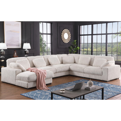 Nadine - Beige Corduroy Corner Sectional Sofa With Left Facing Chaise