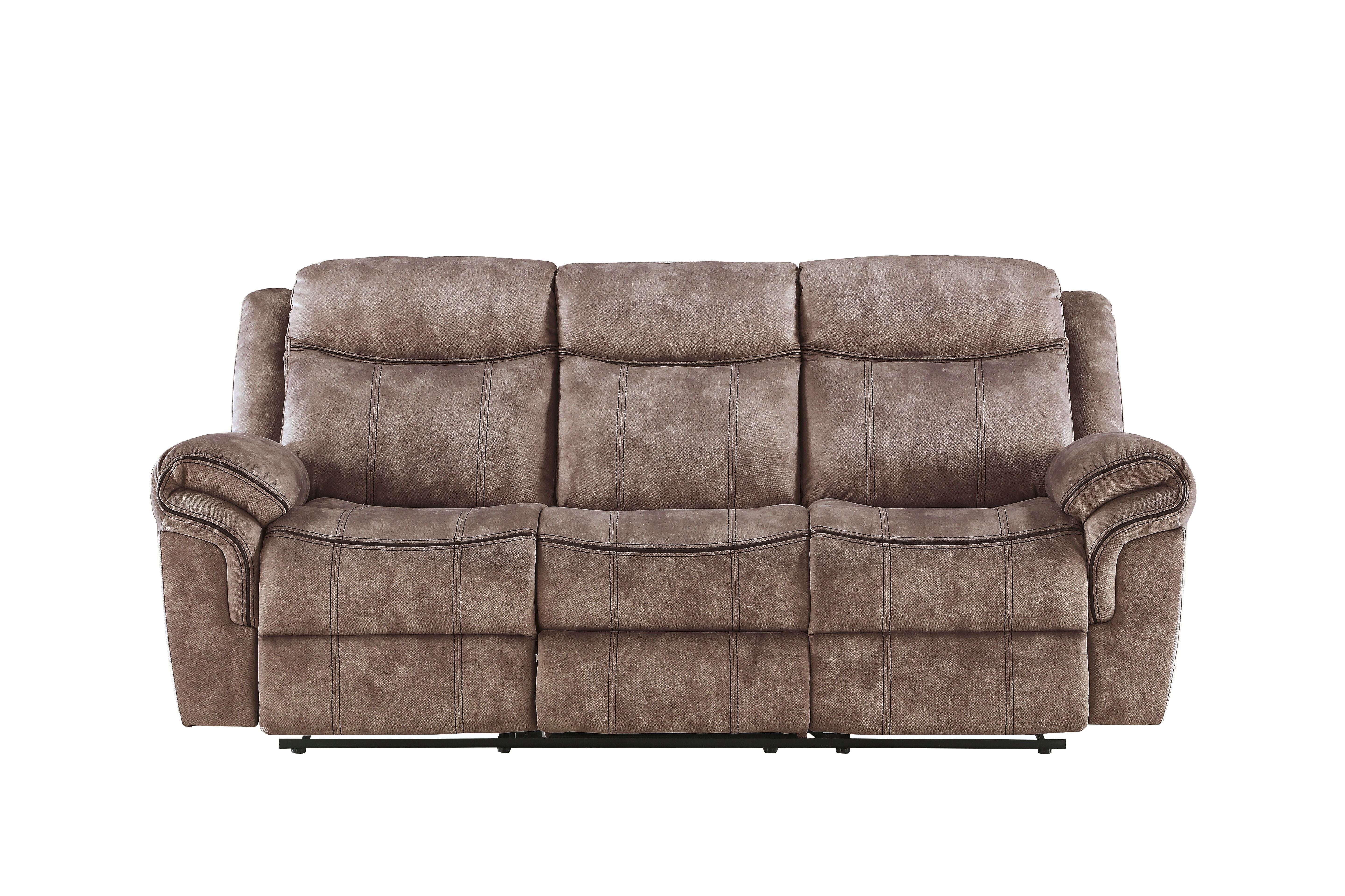 Zubaida - Two Tone Velvet Recliner Sofa With USB Port Drop Down Table - Chocolate