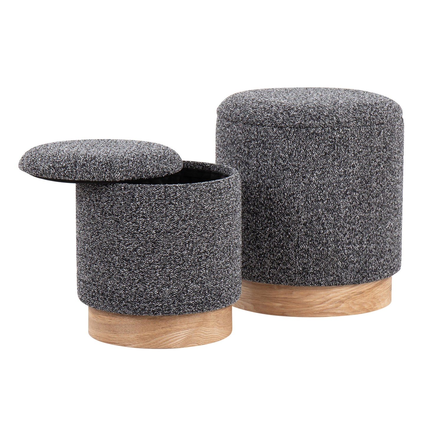 Marla - Contemporary Nesting Ottoman Set - Natural / Black