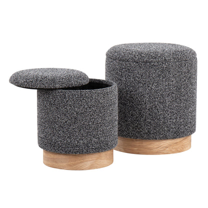 Marla - Contemporary Nesting Ottoman Set - Natural / Black