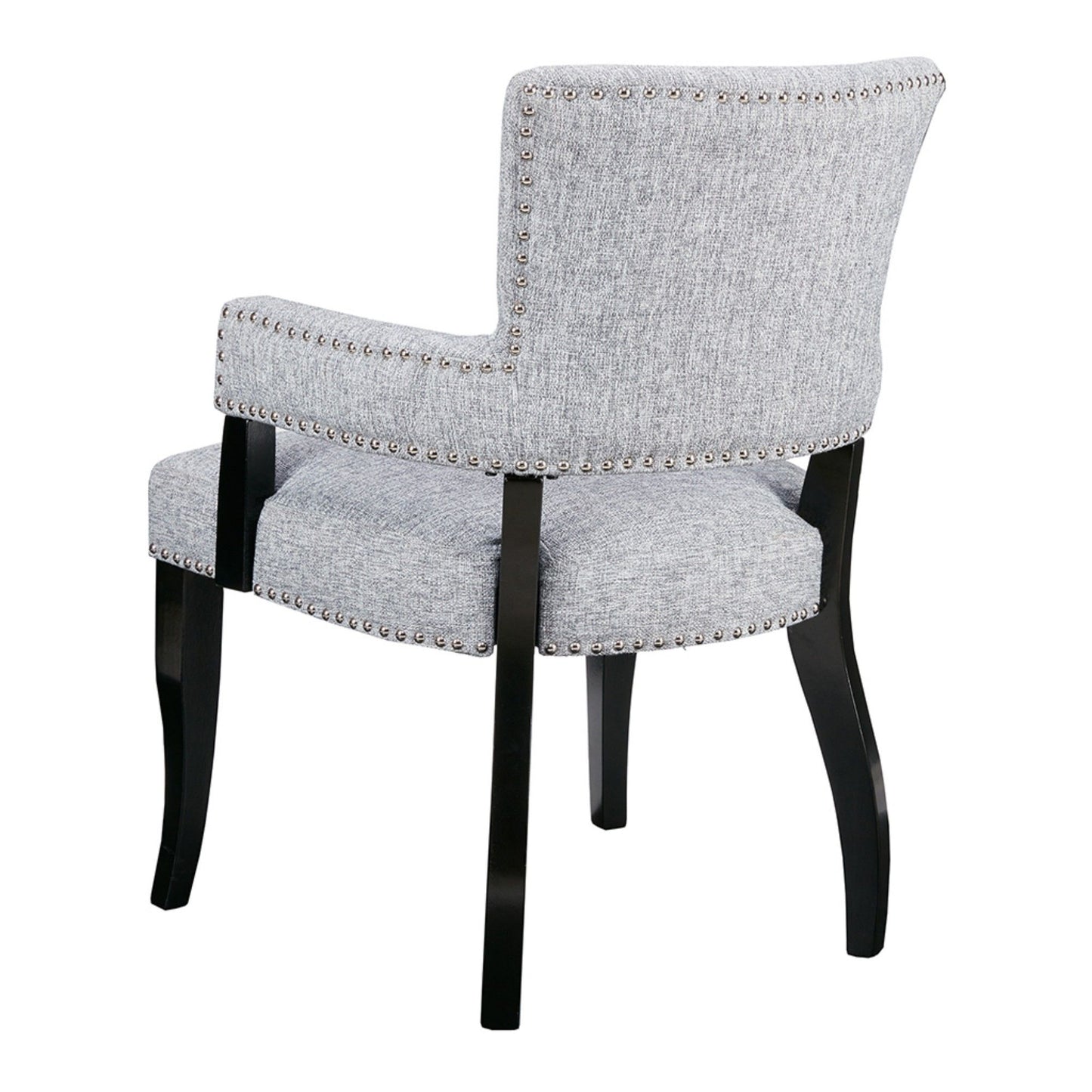 Contemporary Arm Dining Chair With Nailhead Trim - Gray / Black Noir