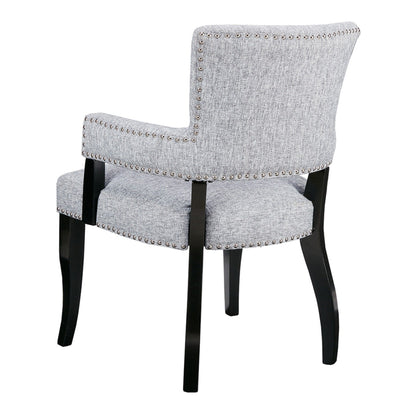 Contemporary Arm Dining Chair With Nailhead Trim - Gray / Black Noir