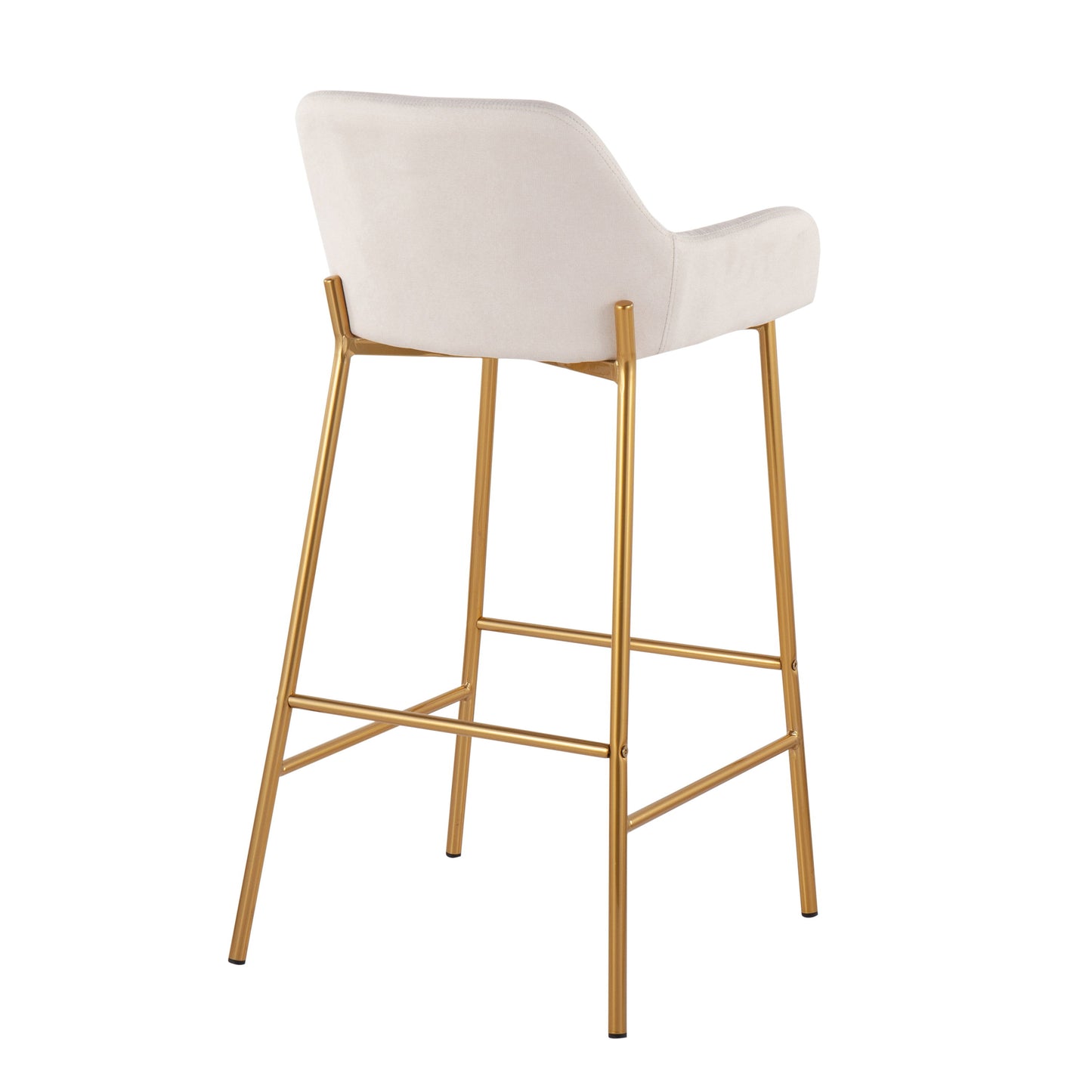 Daniella - Contemporary / Glam Fixed Height Bar Stool (Set of 2) - Gold / Cream