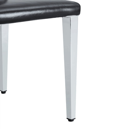 (Set of 4) Backrest Chairs With Silver Metal Legs A Perfect Match For Minimalist And Modern Home Styles - Black / Silver