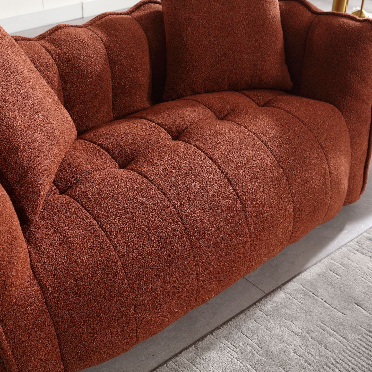 Soft Beanbag Chair With High Resilience Foam Core For Two People, The Comfortable Square Recliner Sofa Is Ideal For Family Members And Friends Engaged In Games, Reading, Watching TV - Red / Brown