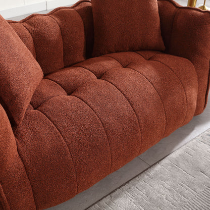 Soft Beanbag Chair With High Resilience Foam Core For Two People, The Comfortable Square Recliner Sofa Is Ideal For Family Members And Friends Engaged In Games, Reading, Watching TV - Red / Brown